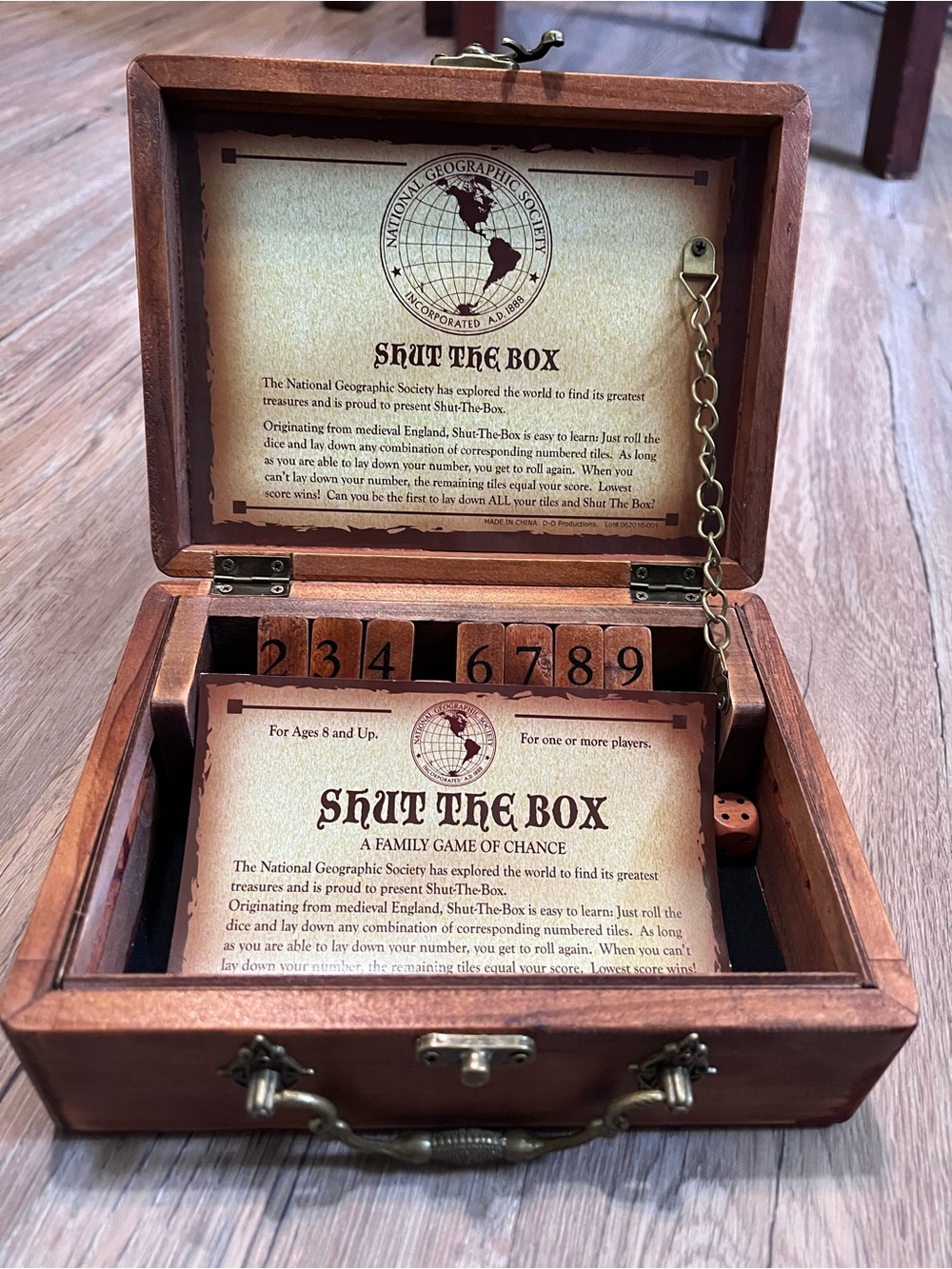 Shut The Box Wooden Game Set - Brown